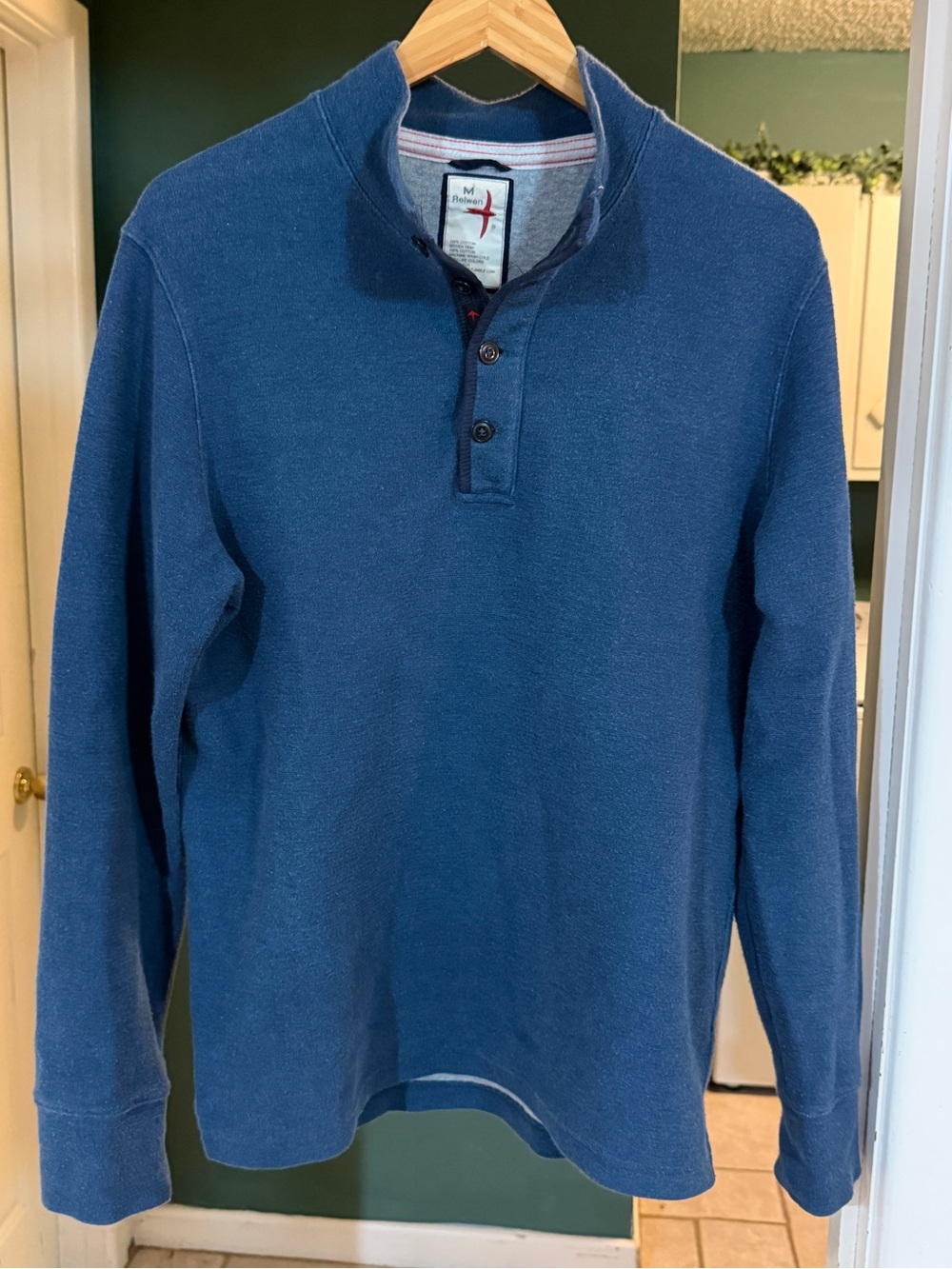 Relwen Micro-Waffle Mock Pullover Sweatshirt - size Medium